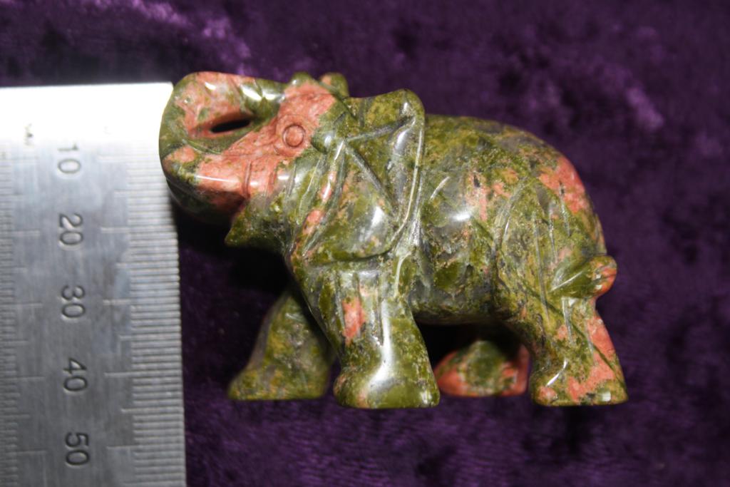 Figurine - Elephant - Unakite - 60mm - Click Image to Close