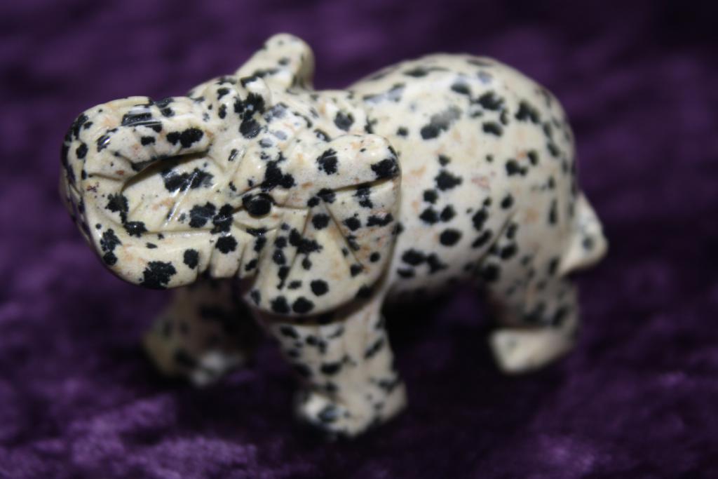 Figurine - Elephant - Dalmatian Jasper - 60mm - Click Image to Close