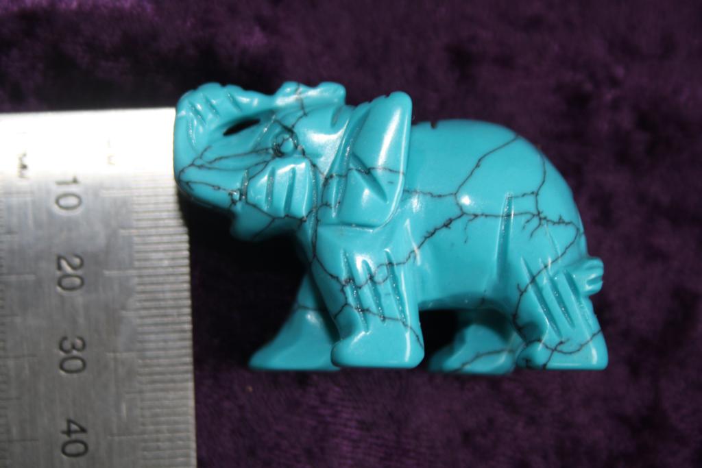 Figurine - Elephant - Blue Howlite - 50mm - Click Image to Close