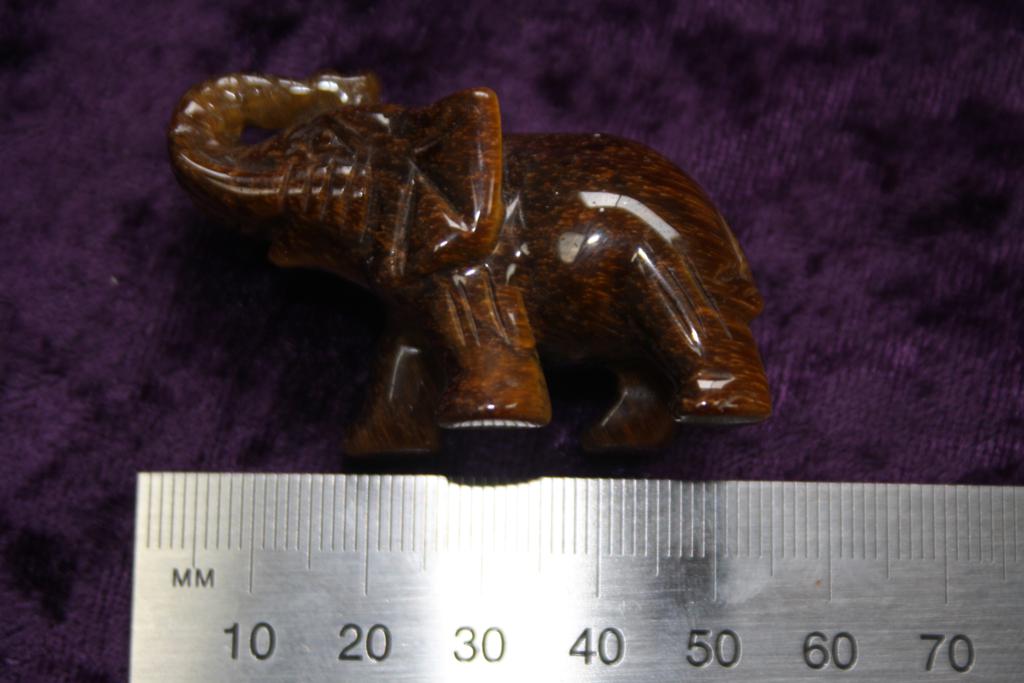 Figurine - Elephant - Tiger Eye - 50mm - Click Image to Close