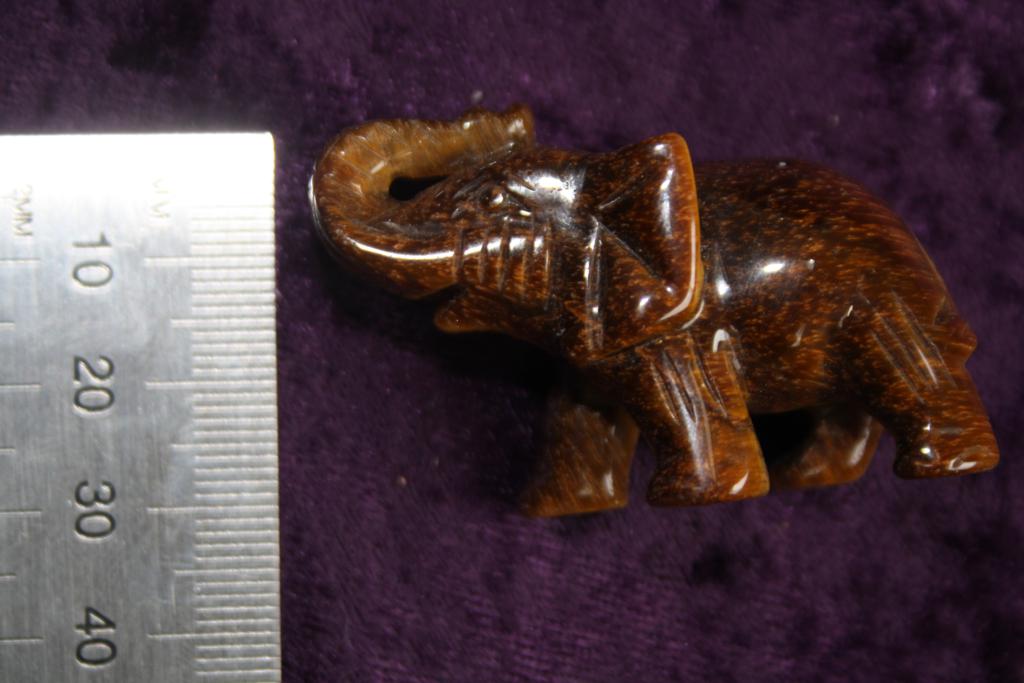 Figurine - Elephant - Tiger Eye - 50mm - Click Image to Close