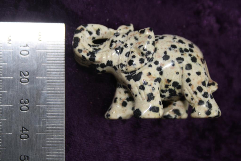 Figurine - Elephant - Dalmatian Jasper - 50mm - Click Image to Close