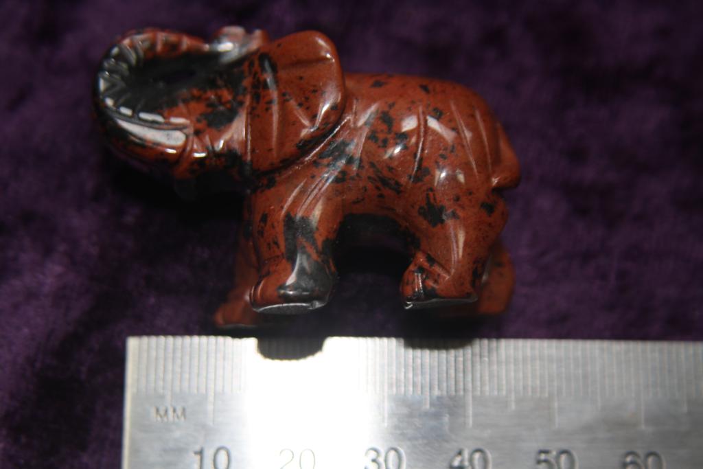 Figurine - Elephant - Mahogany Obsidian - 50mm - Click Image to Close