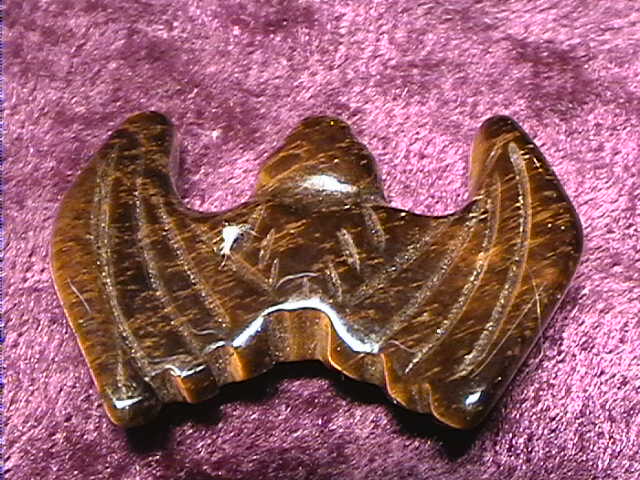 Figurine - Bat - Tiger Eye - 25mm - Click Image to Close