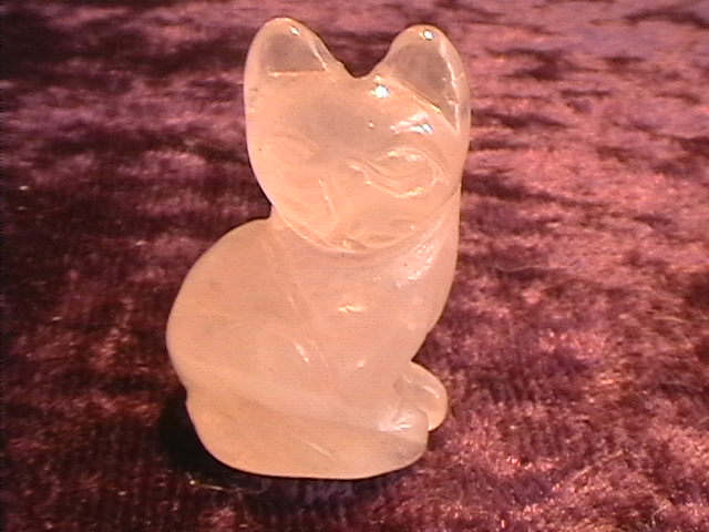Figurine - Cat - Rose Quartz - 25mm - Click Image to Close