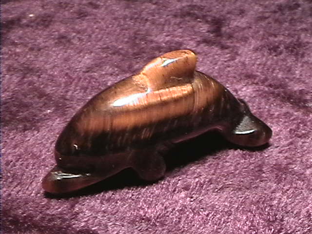 Figurine - Dolphin - Tiger Eye - 25mm - Click Image to Close