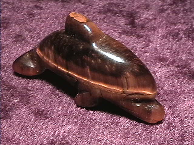 Figurine - Dolphin - Tiger Eye - 25mm - Click Image to Close