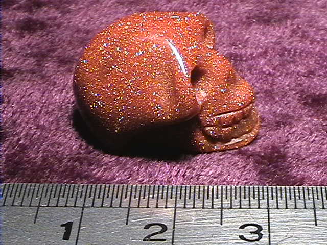 Figurine - Skull - Goldstone - 25mm - Click Image to Close