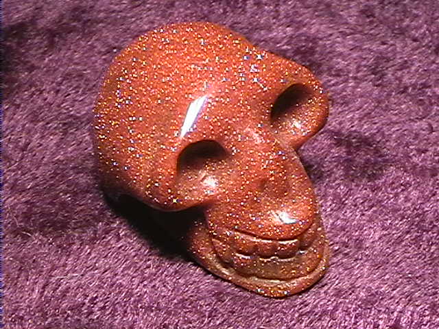 Figurine - Skull - Goldstone - 25mm - Click Image to Close