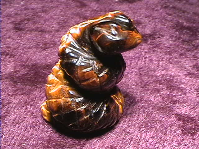 Figurine - Snake - Tiger Eye - 25mm - Click Image to Close