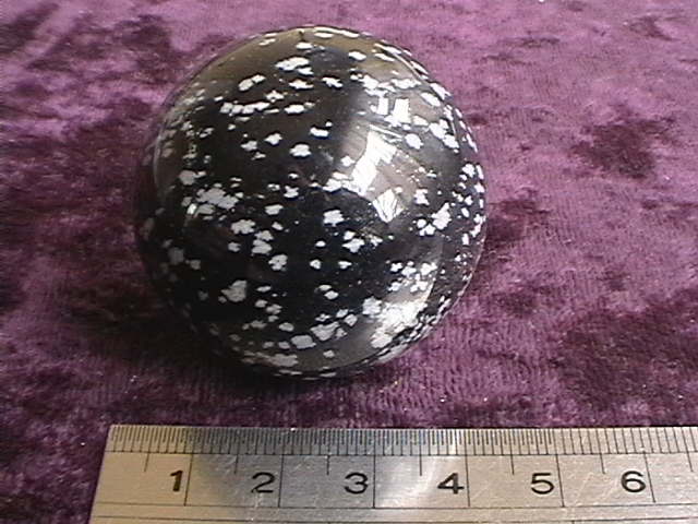 Sphere - Snowflake Obsidian - 40mm - Click Image to Close